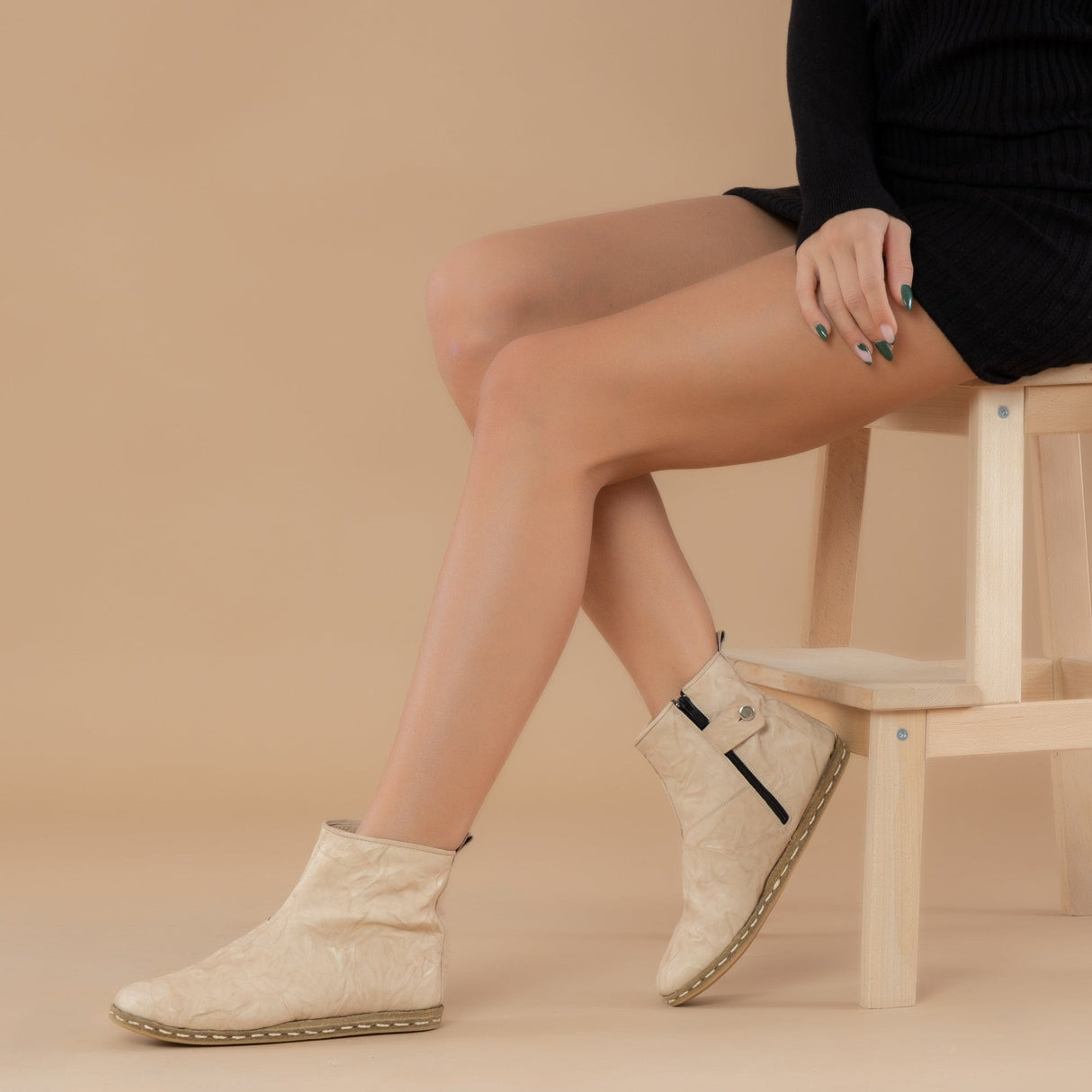 Men's Beige Boots from Atlantis Handmade Shoes