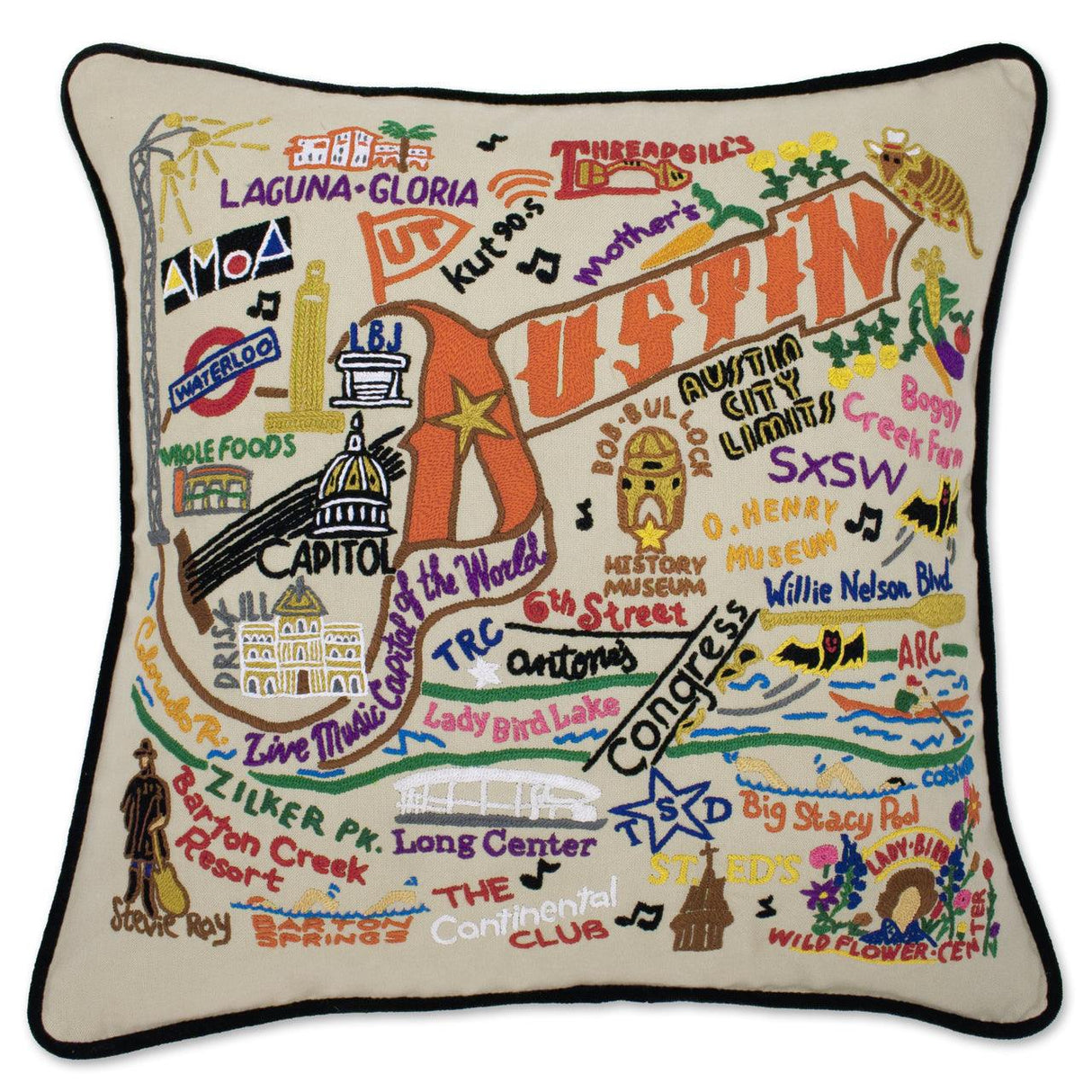 Austin Hand-Embroidered Pillow from Quirks!