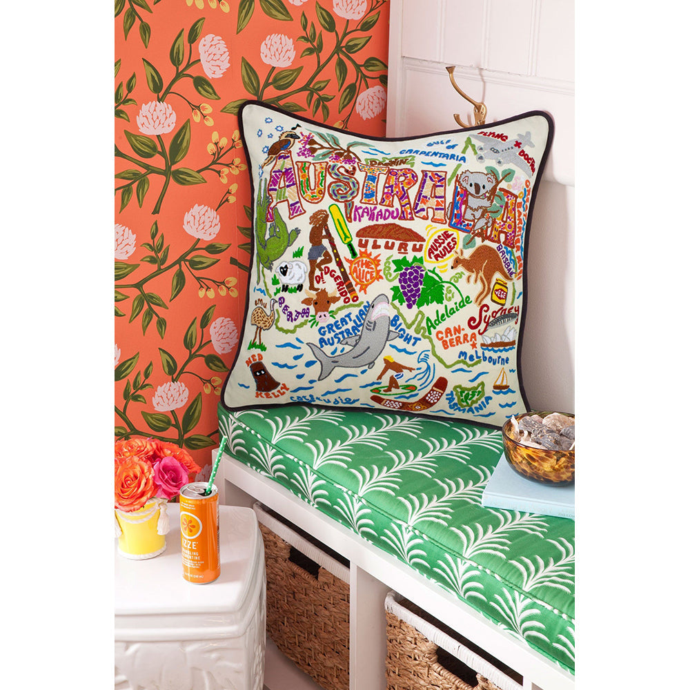 Australia Hand-Embroidered Pillow from Quirks!