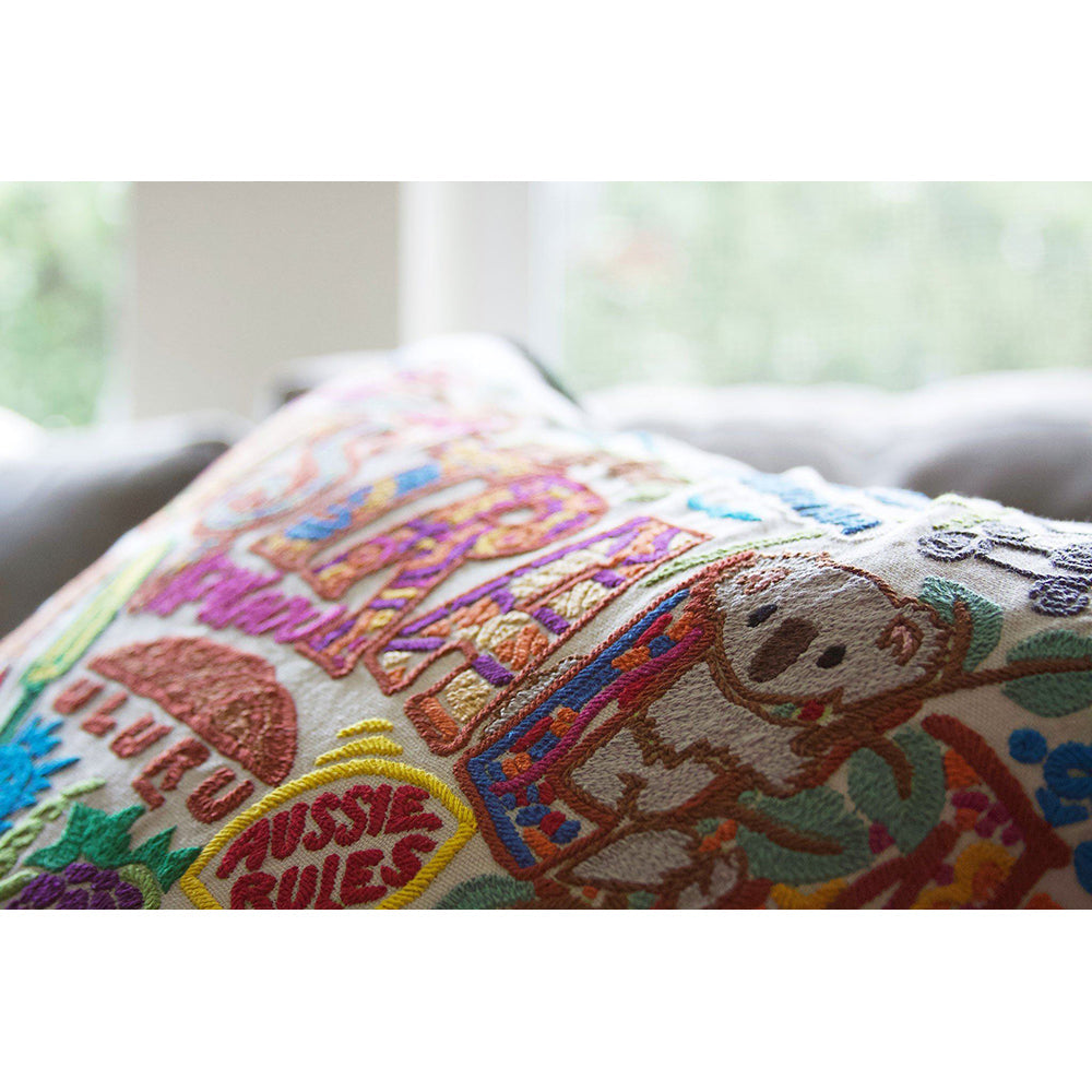 Australia Hand-Embroidered Pillow from Quirks!