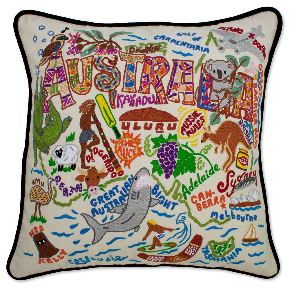 Australia Hand-Embroidered Pillow from Quirks!