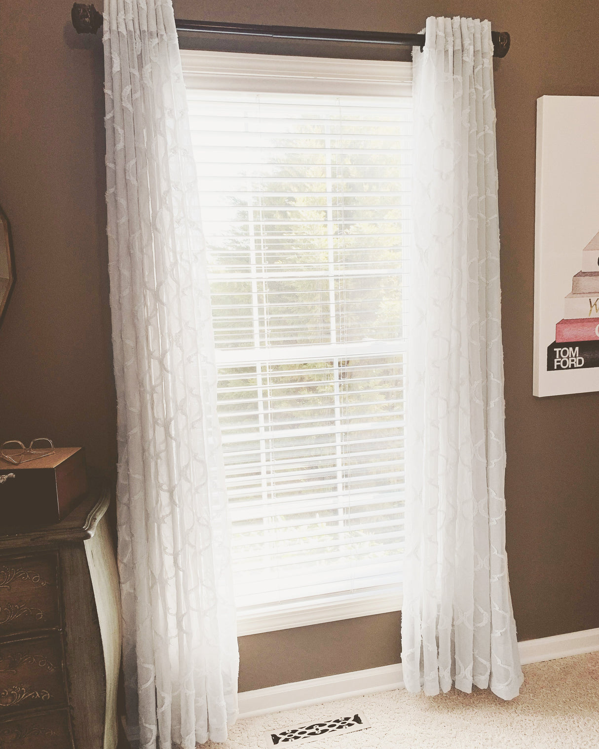 Avon Trellis Grommet Sheer Window Curtain Panel Set from LushDecor