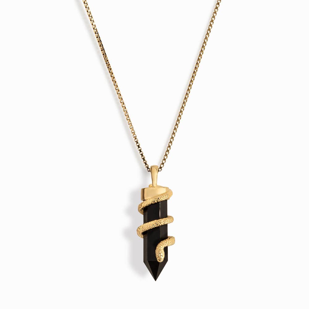 Onyx Crystal Snake Necklace From Awe Inspired
