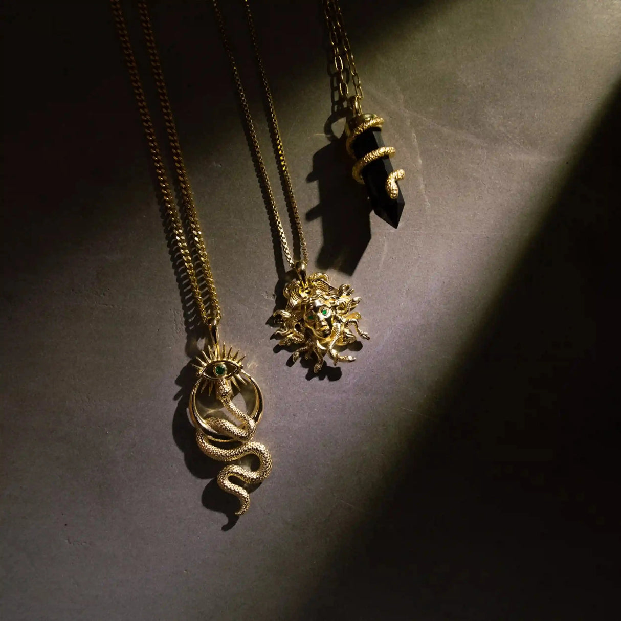 Onyx Crystal Snake Necklace From Awe Inspired