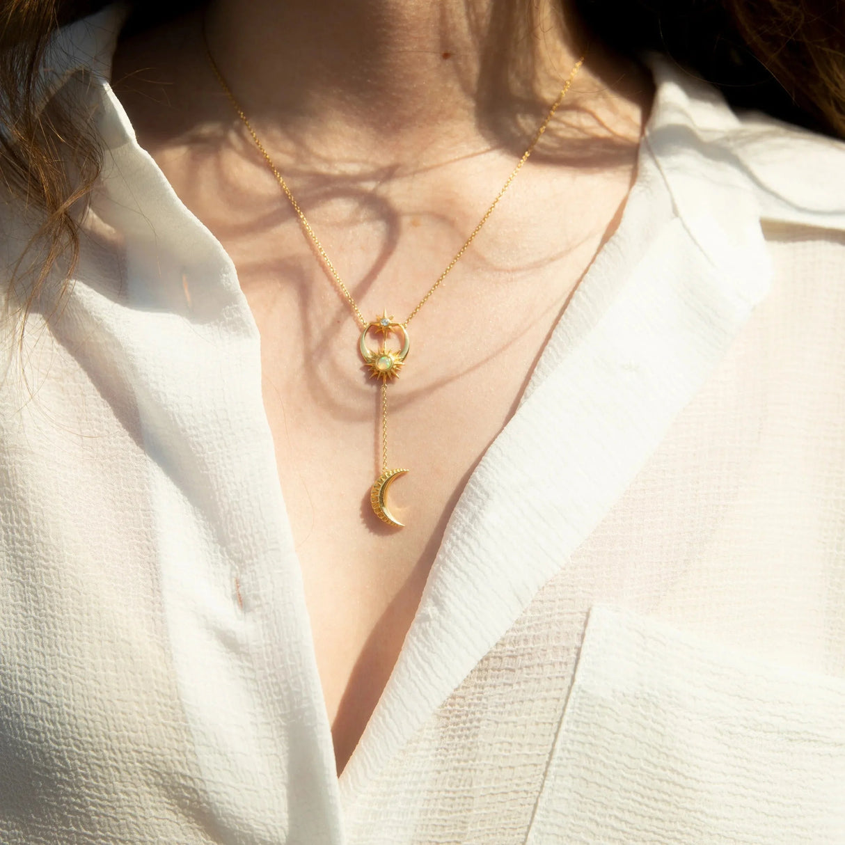 Sun, Moon & Stars Lariat Necklace From Awe Inspired