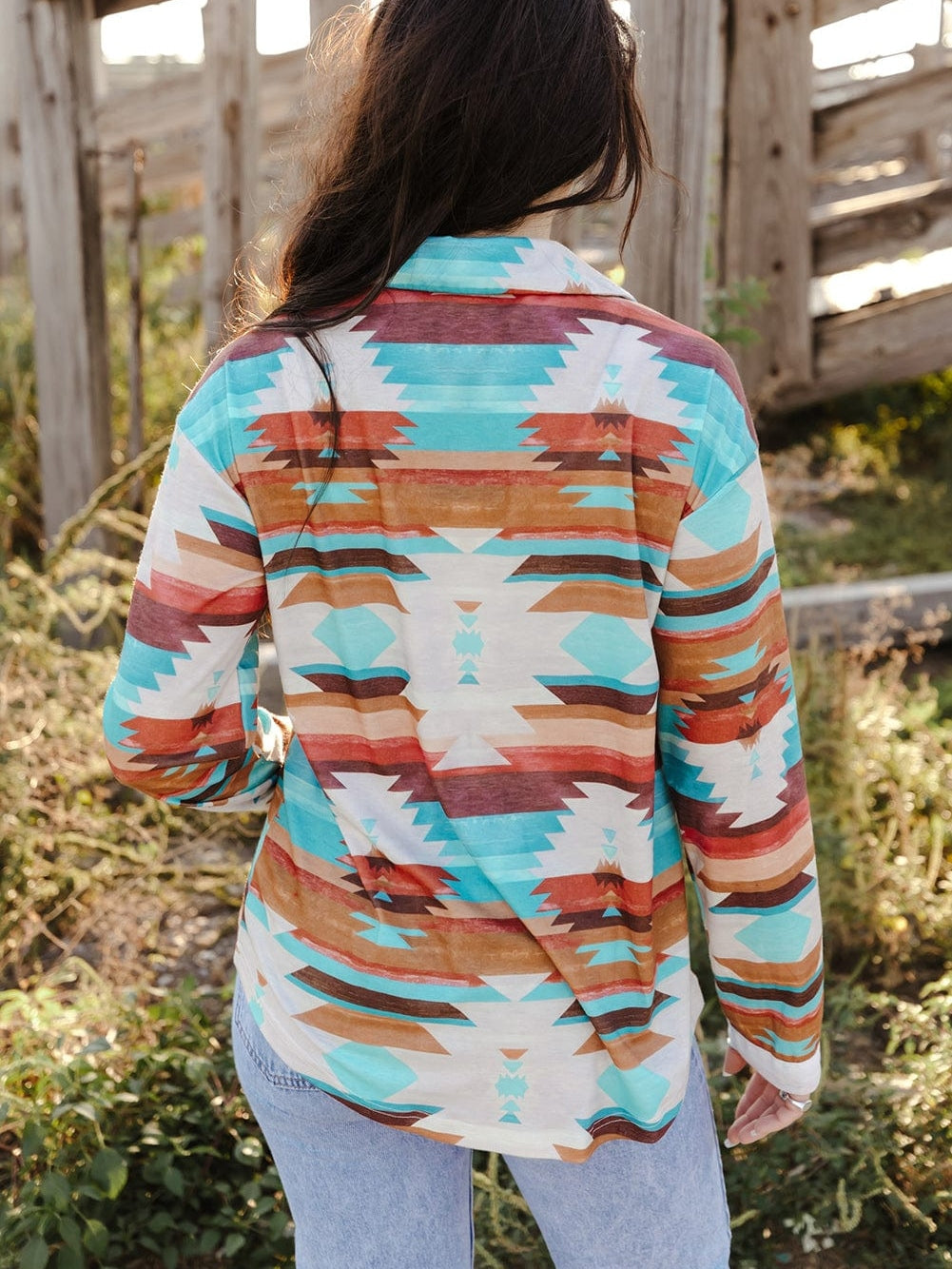 Aztec Dream Long Sleeve Shirt with Multicolor Print from MsDressly