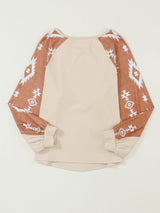 Aztec Patchwork Sleeve Apricot Western Top from MsDressly