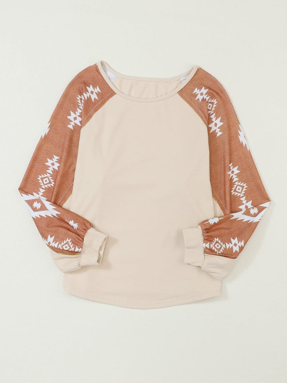 Aztec Patchwork Sleeve Apricot Western Top from MsDressly