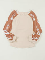 Aztec Patchwork Sleeve Apricot Western Top from MsDressly