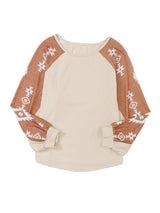 Aztec Patchwork Sleeve Apricot Western Top from MsDressly