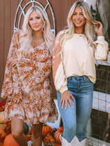 Aztec Patchwork Sleeve Apricot Western Top from MsDressly