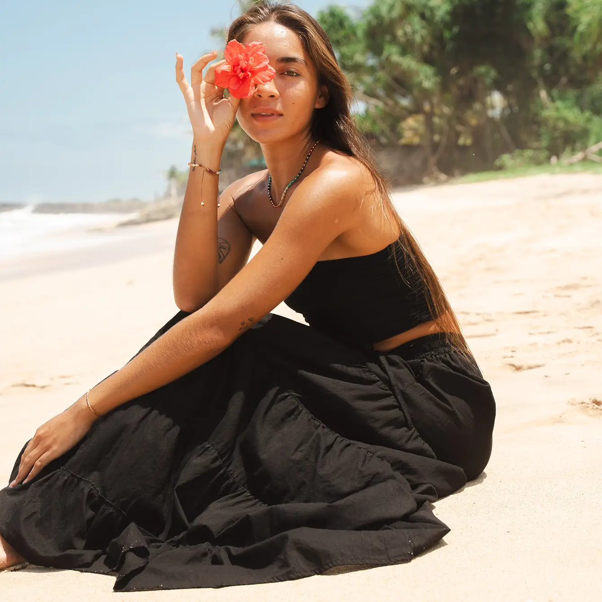 Black Shipwrecked Maxi Skirt From LotusAndLuna