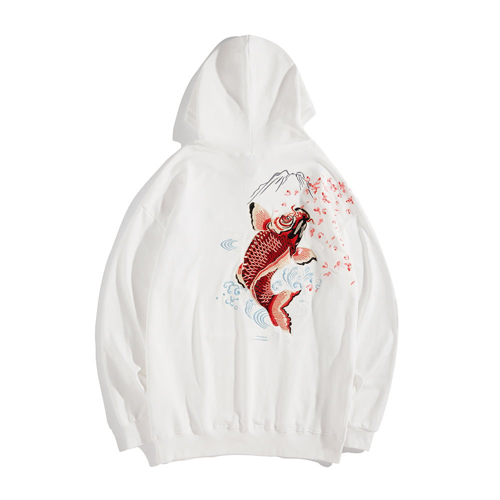 Dancing Fish Embroidery Hoodie from Niepce Inc