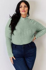Basic Bae Full Size Ribbed Mock Neck Long Sleeve T-Shirt from Enfance-Heureuse