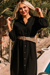 Black 3/4 Sleeve Button Up Long Kimono from MsDressly