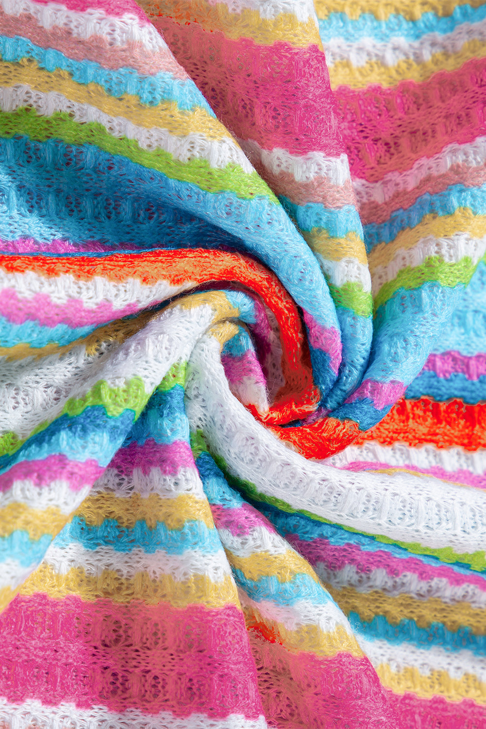 Kenna Stripe Rainbow Eyelet Knit Button Decor Tank Top From Threaded Pear
