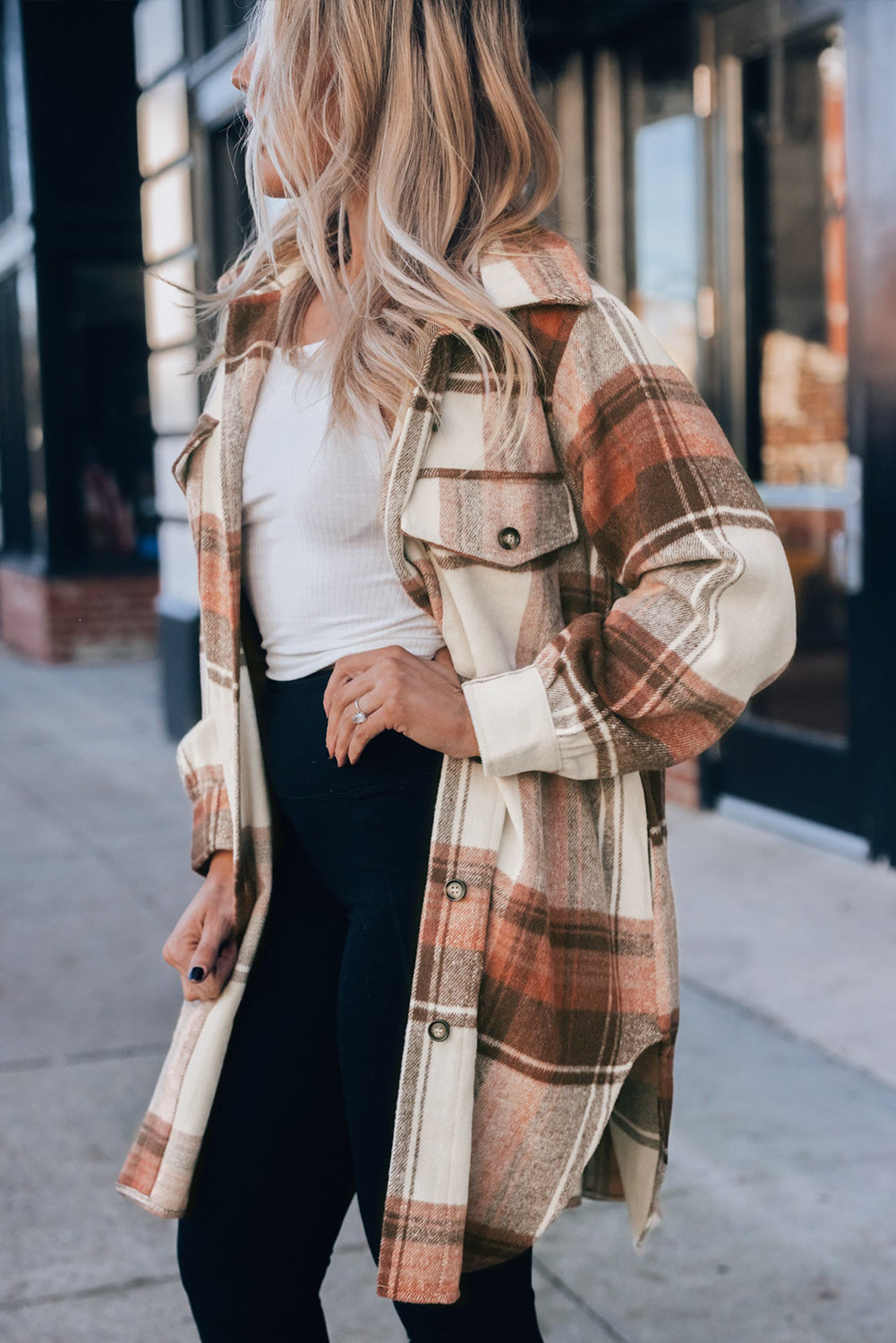 Casual Loose Fit Plaid Shirt Coat from MsDressly