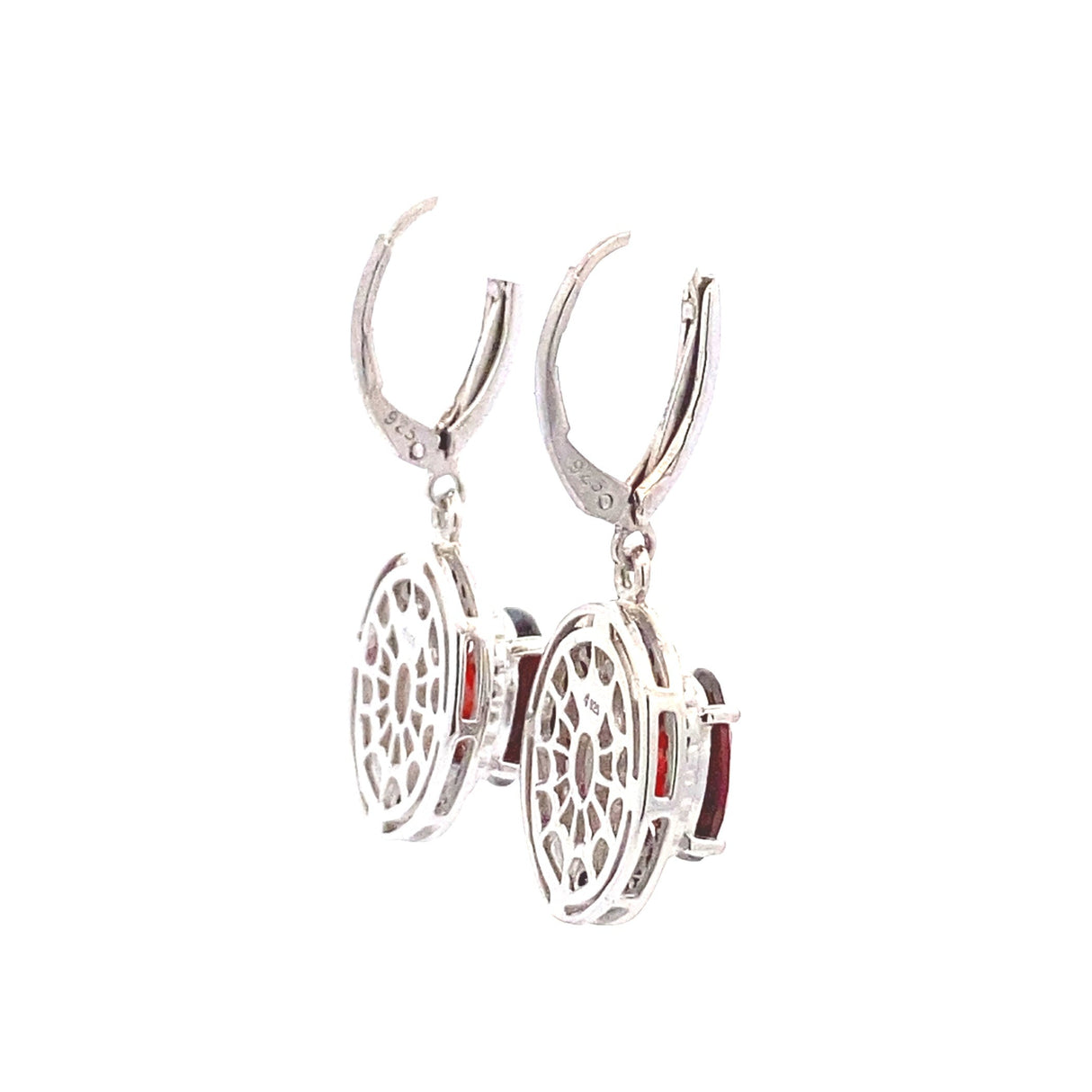 Garnet .38ct Diamond Dangle Earrings Sterling Silver from Bids.com