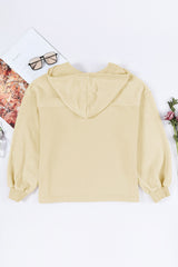 Apricot Flap Pocket Drawstring Hood Zip Up Jacket from MsDressly