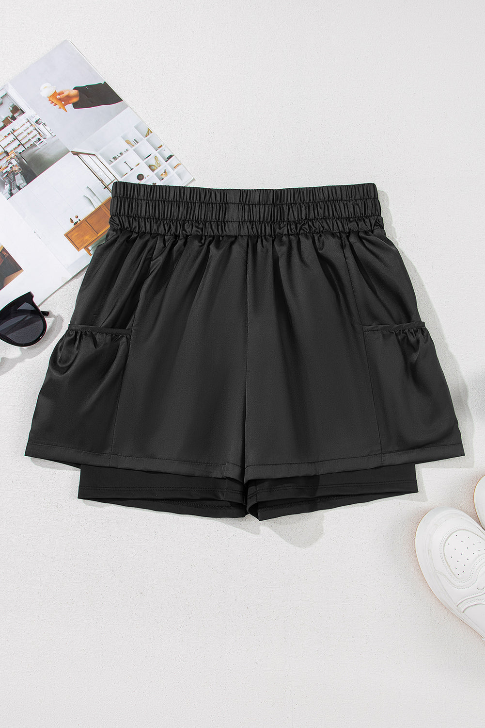 Maxine Elastic High Waist Pocketed Casual Shorts from Threaded Pear