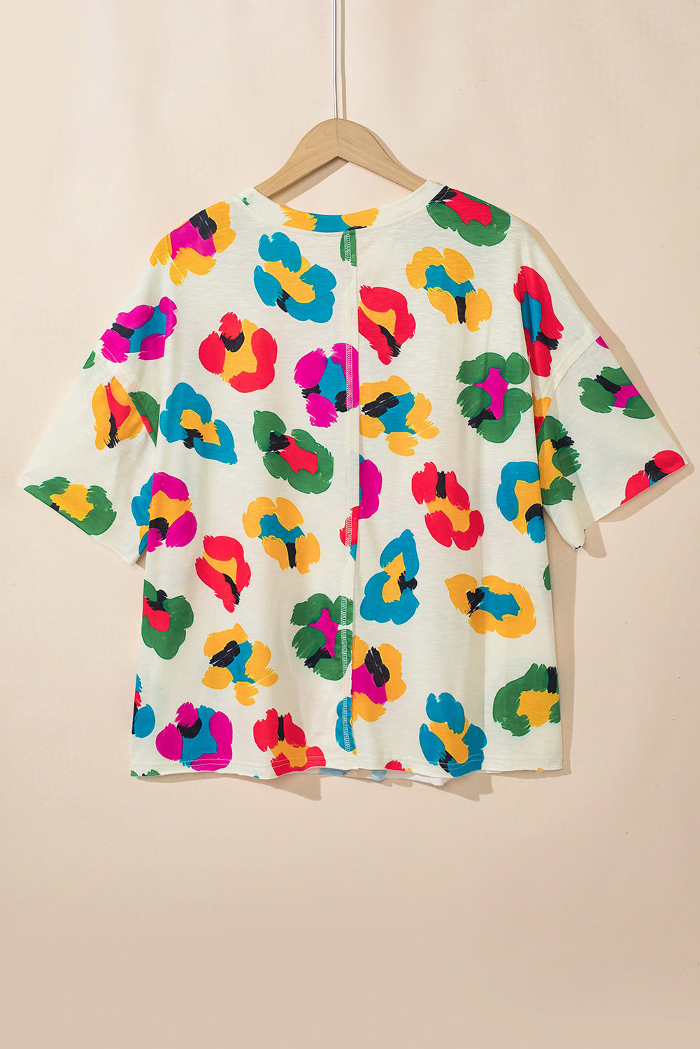 Apricot Leopard Drop Shoulder Oversize Tee from MsDressly