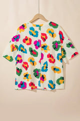 Apricot Leopard Drop Shoulder Oversize Tee from MsDressly