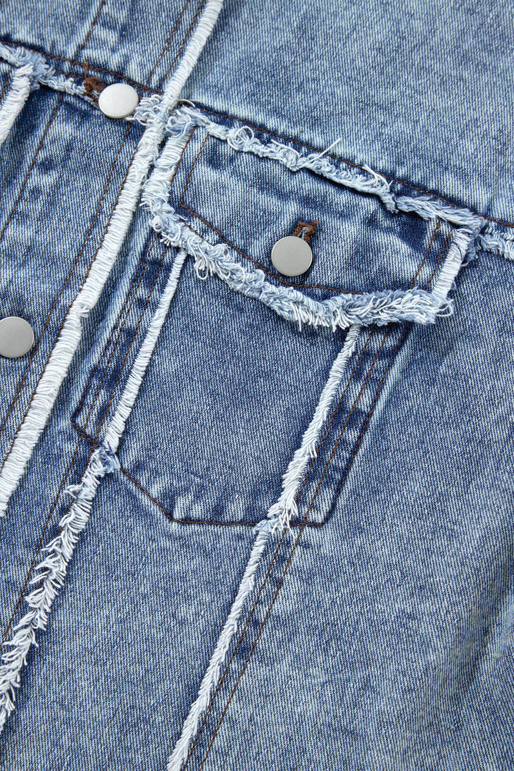 Beau Blue Plaid Print Patchwork Hooded Raw Hem Denim Jacket from MsDressly