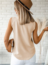 Apricot Twisted Shoulder V Neck Tank Top From MsDressly