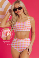 Azaria 3pcs Gingham High Waist Bikini & Sarong from Threaded Pear