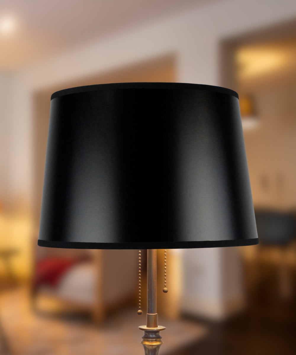Hardback Shallow Drum Lamp Shade Black 12"W x 8"H from LampsUSA