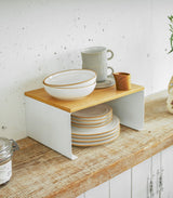 Stackable Countertop Shelf - Two Sizes - Steel + Wood from Yamazaki Home