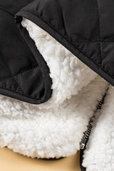 Black Fleece Lined Quilted Zip up Vest Coat From MsDressly
