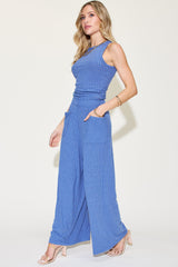Basic Bae Full Size Ribbed Tank and Wide Leg Pants Set from Enfance-Heureuse