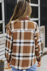 Phoebe Pocketed Buttoned Plaid Shirt Jacket from Threaded Pear