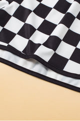 Black Checkered Drawstring Elastic Waist Casual Shorts from MsDressly