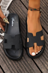 Henley Cutout Design Open Toe Platform Slippers from Threaded Pear