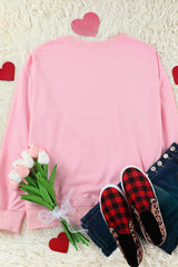 Babe Print Pink Ribbed Knit Trim Sweater from MsDressly