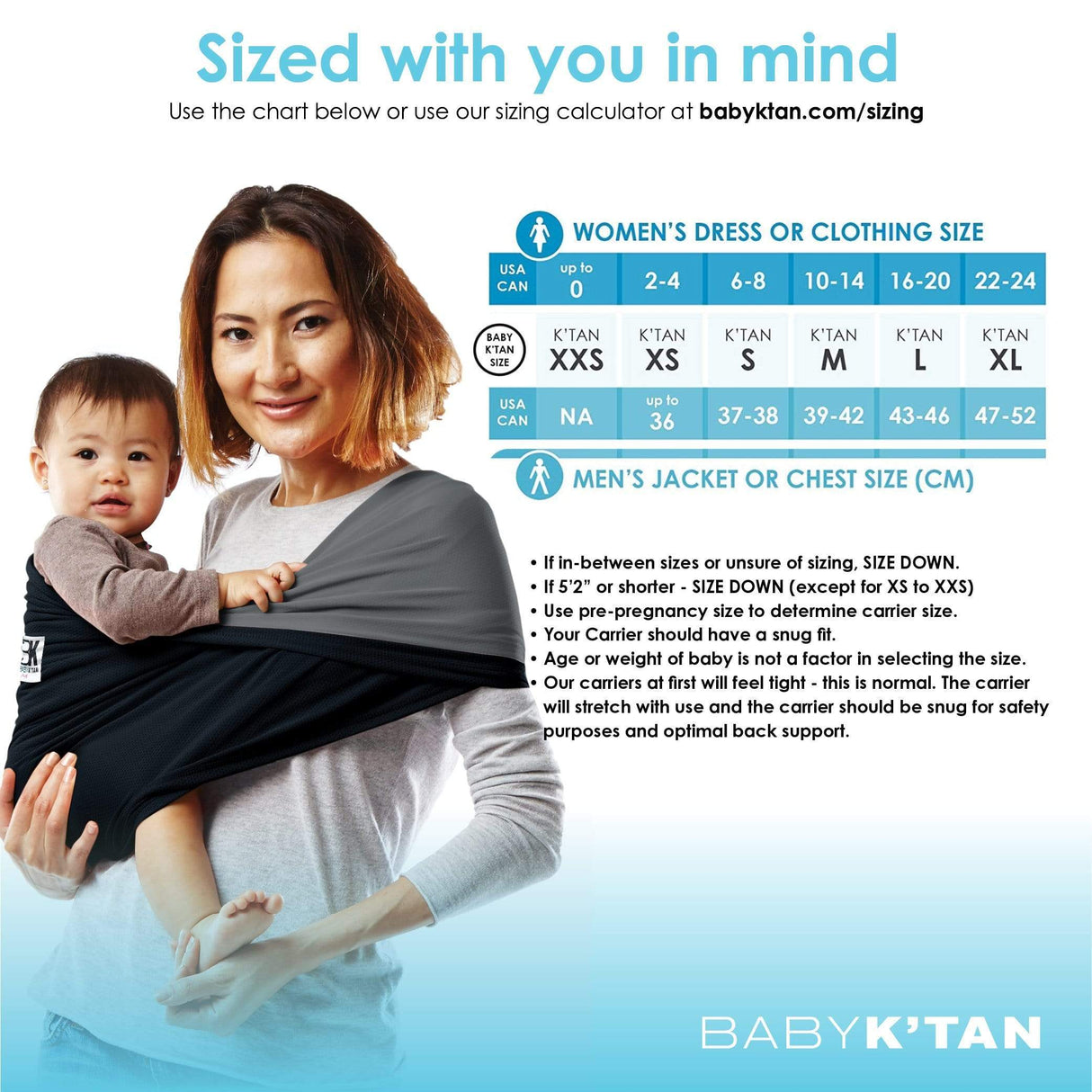 Baby K'tan Active Oasis Baby Carrier | Black-Grey from Baby K'tan