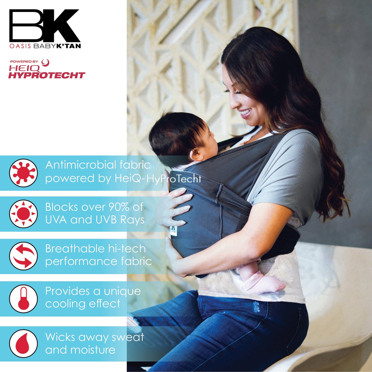 Baby K'tan Active Oasis Baby Carrier | Black-Grey from Baby K'tan