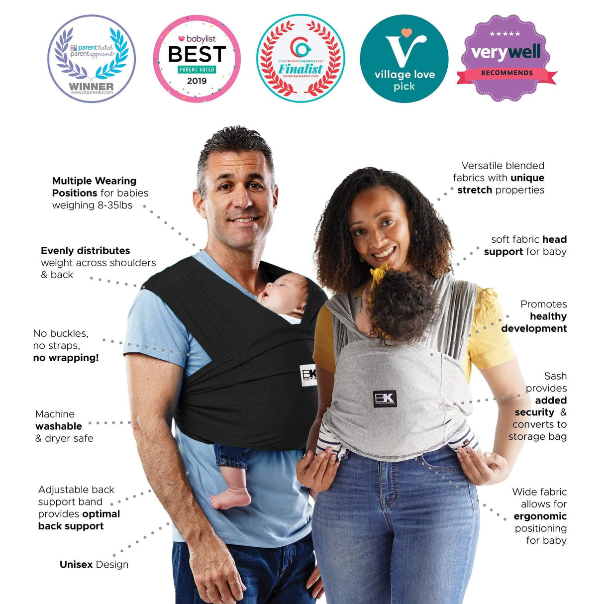 Baby K'tan Original Baby Carrier | Heather Grey from Baby K'tan