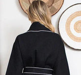 Piped Waffle Bathrobe for Women From Lotus Linen