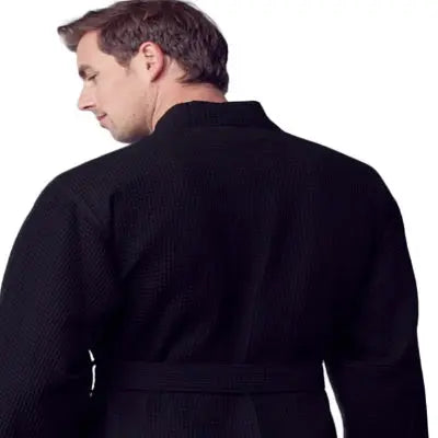 Waffle Kimono Spa Bathrobe for Men -  Absorbent, Lightweight From Lotus Linen