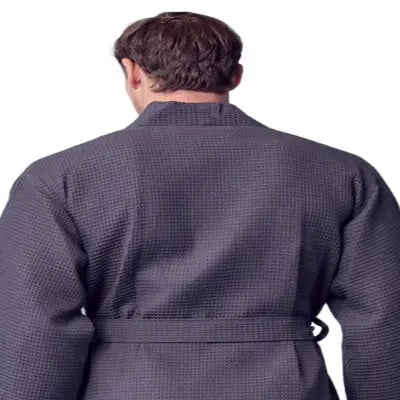 Waffle Kimono Spa Bathrobe for Men -  Absorbent, Lightweight From Lotus Linen