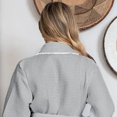 Knee-Length Waffle Kimono Robe for Women From Lotus Linen