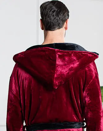 Hooded Plush Bathrobe for Men From Lotus Linen