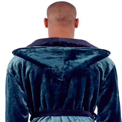 Hooded Plush Bathrobe for Men From Lotus Linen