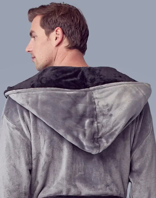 Hooded Plush Bathrobe for Men From Lotus Linen