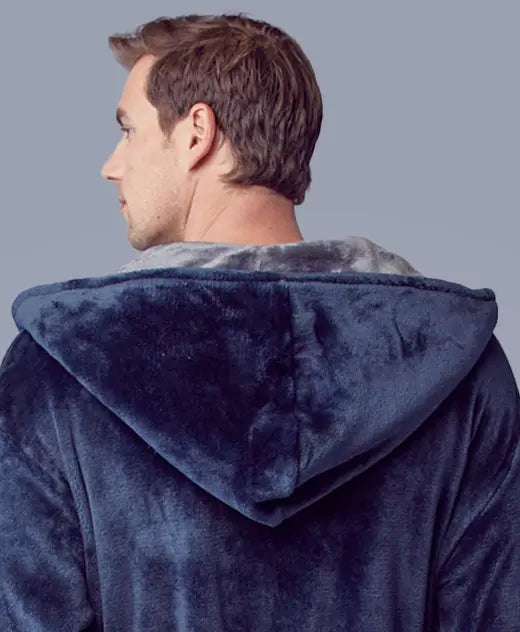 Hooded Plush Bathrobe for Men From Lotus Linen