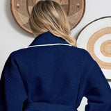 Piped Waffle Bathrobe for Women From Lotus Linen