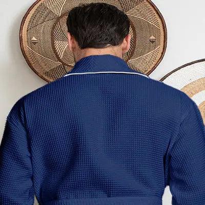 Premium Waffle Piping Robe for Men From Lotus Linen